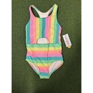 Cat & Jack Girls Multicolor Striped One Piece Swimsuit Size M(8)